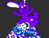 Disegno Coniglio di Pasqua pitturato su pilli