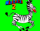 Disegno Madagascar 2 Marty pitturato su tirannosauro