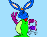 Disegno Coniglio con la cesta  pitturato su aurora