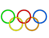 Disegno Anelli dei giochi olimpici  pitturato su segni olimpici