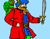 Disegno Pirata con il pappagallo  pitturato su SAMUELE