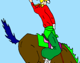 Disegno Cowboy a cavallo  pitturato su michele