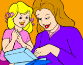 Disegno Madre e figlia  pitturato su federica