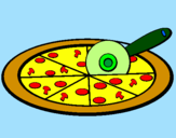 Disegno Pizza pitturato su marti 2003