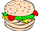 Disegno Hamburger completo  pitturato su giovanni
