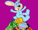 Disegno Coniglio di Pasqua pitturato su danilo