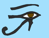 Disegno Occhio di Horus  pitturato su anna