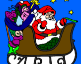 Disegno Babbo Natale alla guida della sua slitta pitturato su Imma