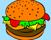 Disegno Hamburger completo  pitturato su giulia