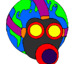 Disegno Terra con maschera anti-gas  pitturato su vale  1