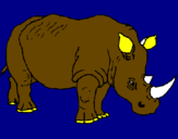 Disegno Rinoceronte  pitturato su leonardo