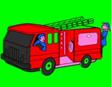 Disegno Pompieri sul camion  pitturato su stefano