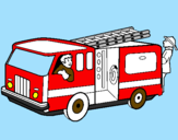 Disegno Pompieri sul camion  pitturato su gianmaria