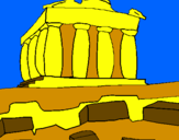 Disegno Partenone pitturato su chicco