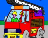 Disegno Camion dei Pompieri  pitturato su gabriele