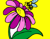 Disegno Margherita con ape  pitturato su Dani