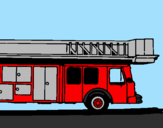Disegno Camion dei pompieri con la scala pitturato su silvio