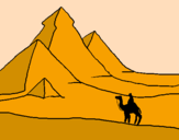 Disegno Paesaggio con le piramidi  pitturato su sarah.51