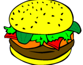 Disegno Hamburger completo  pitturato su dario