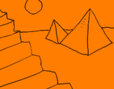 Disegno Piramidi pitturato su fabio