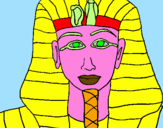 Disegno Tutankamon pitturato su claun arcobaleno
