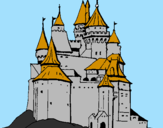 Disegno Castello medievale  pitturato su tommy