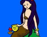 Disegno Sirena con la conchiglia  pitturato su margarita