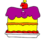 Disegno Torta di compleanno  pitturato su sara