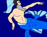 Disegno Poseidone pitturato su Federica Fetta