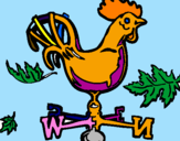 Disegno Banderuole e gallo  pitturato su besa
