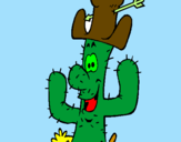 Disegno Cactus con il cappello  pitturato su lorenzo