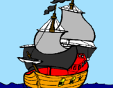 Disegno Barca  pitturato su raffaele