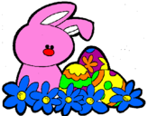 Disegno Coniglietto di Pasqua  pitturato su karin