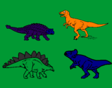 Disegno Dinosauri di terra  pitturato su luis