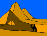 Disegno Paesaggio con le piramidi  pitturato su ALESSIO