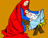 Disegno Nascita di Gesù Bambino pitturato su maria-und-jesus-wunderbar