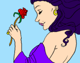 Disegno Principessa con una rosa pitturato su JASMIN