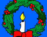 Disegno Corona augurale con una candela pitturato su mikyedany