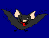 Disegno Pipistrello con la lingua fuori  pitturato su PIETRO