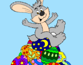 Disegno Coniglio di Pasqua pitturato su niccolò