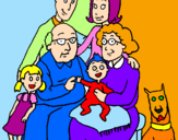 Disegno Famiglia pitturato su aurora