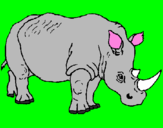 Disegno Rinoceronte  pitturato su ben 10