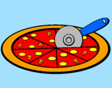 Disegno Pizza pitturato su giggia