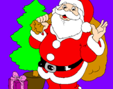 Disegno Babbo Natale con lalbero di Natale pitturato su srdtfgh