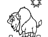 Disegno Bisonte  nel deserto  pitturato su bisonte