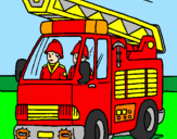 Disegno Camion dei Pompieri  pitturato su CARLO