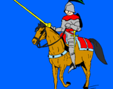Disegno Cavallerizzo a cavallo  pitturato su lorenzo