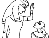 Disegno Madre e figlio egiziani pitturato su susy