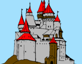Disegno Castello medievale  pitturato su pietrocastello