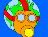 Disegno Terra con maschera anti-gas  pitturato su alex